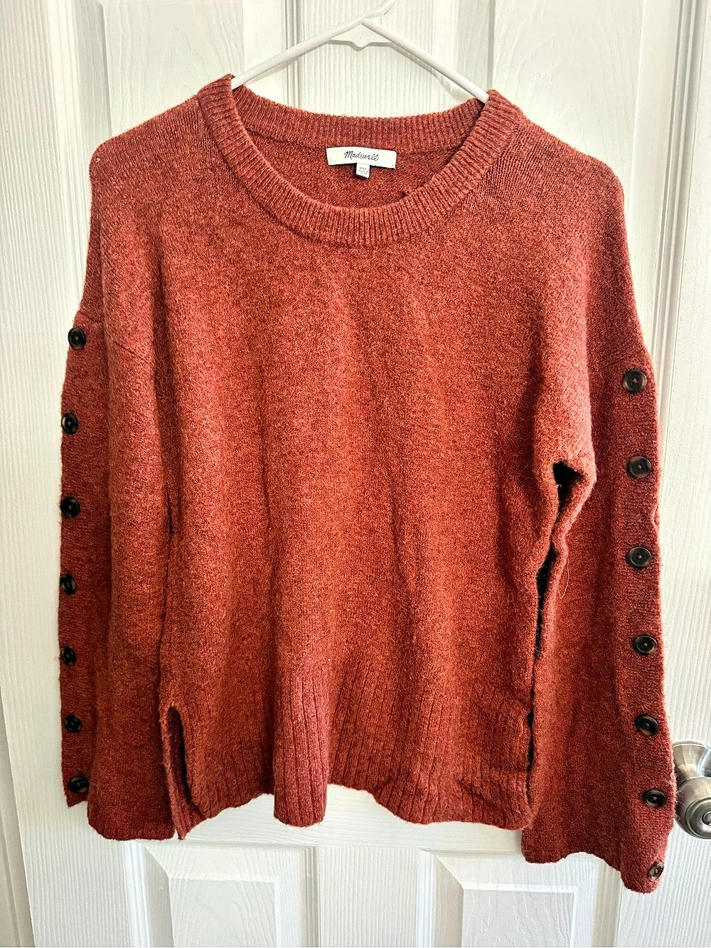Madewell Button-Sleeve Pullover Sweater Red XXS
